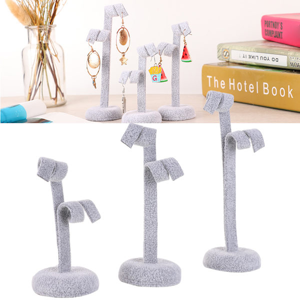 3 stk/sæt Skrivebordsdekoration Ornament Ørestikker Ørering Smykker Display Stand Opbevaring (Grå)