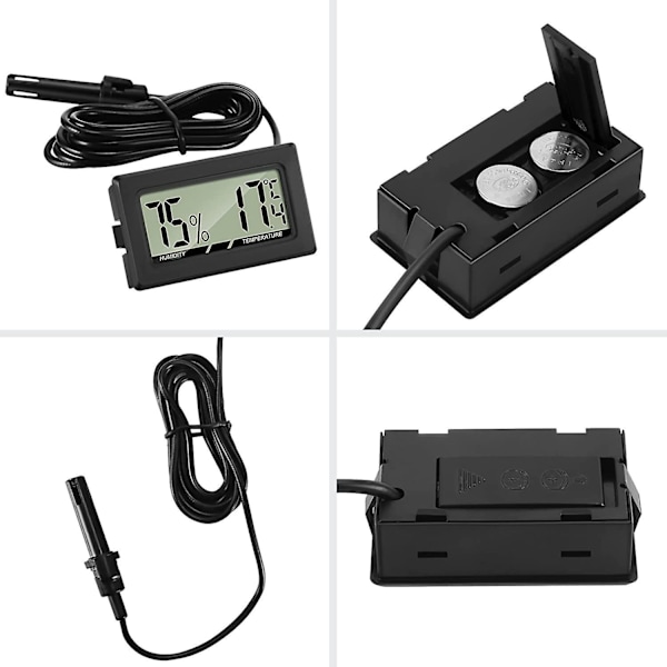 3 Delar Digital Termometer Hygrometer Med Externa Prober Temperaturmätare Fuktighetsmätare För Vardagsrum Kontor Reptil Inkubator Fjäderfä Reptil