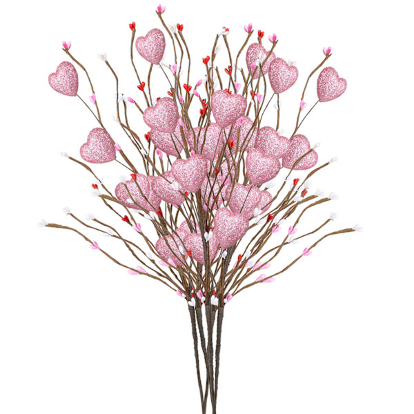 Valentinsdag dekorative blomstergrene (4 stk) - 50 cm jern + skum