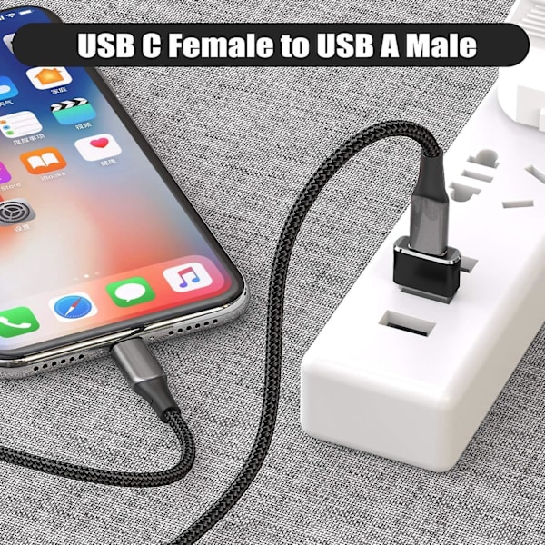 USB C til USB A-adapter 3-pakke til Apple Watch 7 SE, iPhone 11 12 13 Pro Max Mini, 8, AirPods, iPad 10 Air - Grøn