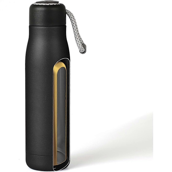 Vattenflaska, Liten Vattenflaska, Rostfri Isolerad Flaska med Remlock, Trippel-Lager Vakuum Återanvändbar -GSL FF ZD 17oz