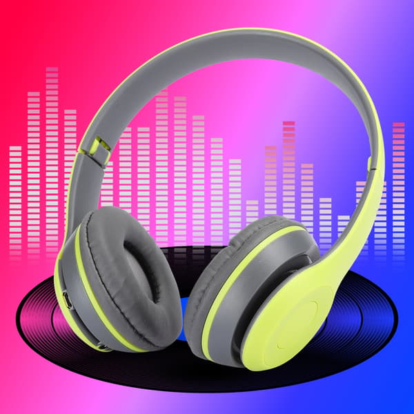 Bluetooth Trådløst Headset Over Øret Sammenleggbart Stereo Lyd Støyreduksjon Øretelefoner Spill FM Musikk Øreplugg Grønn