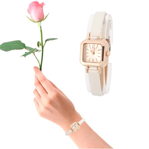 Moteriktig dame Quartz armbåndsur Analog PU-stropp armbåndsur (Hvit)