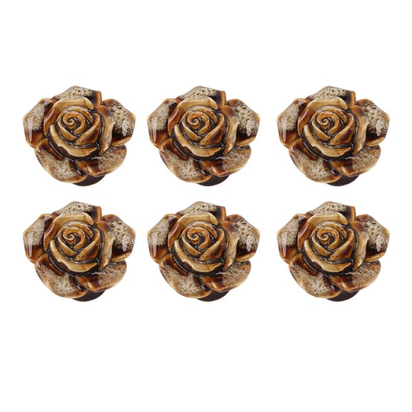 6 stk skapknott roseblomstform delikat keramisk knott for kommodeskuff leopardhvit