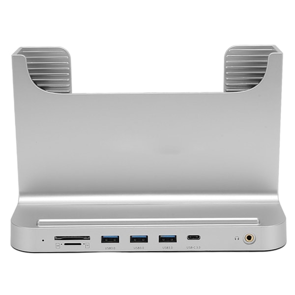 Vertikal PC-stativ 8 i 1 dockingstation Stabil signaltransmission Mini PC-stativ til OS X Office-grænsefladeudvidelse Sølvfarve