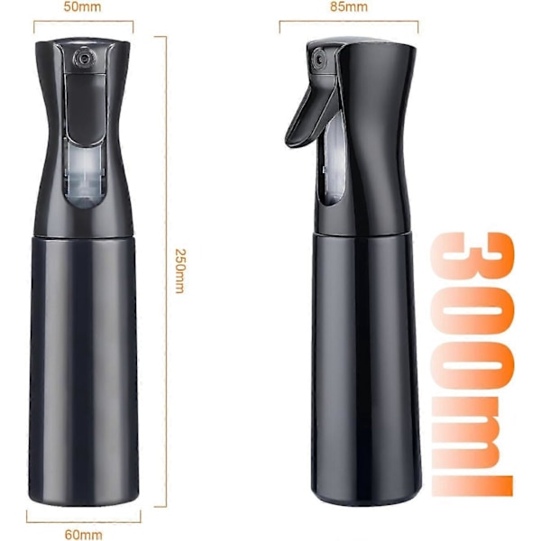 2 kpl Hiuslakkapullo, Jatkuva Vesisumutin Tyhjä Suihkepullo, Aerosoli Hieno Sumu Kiharat Hiuslakkapullo 300 ml (Musta)