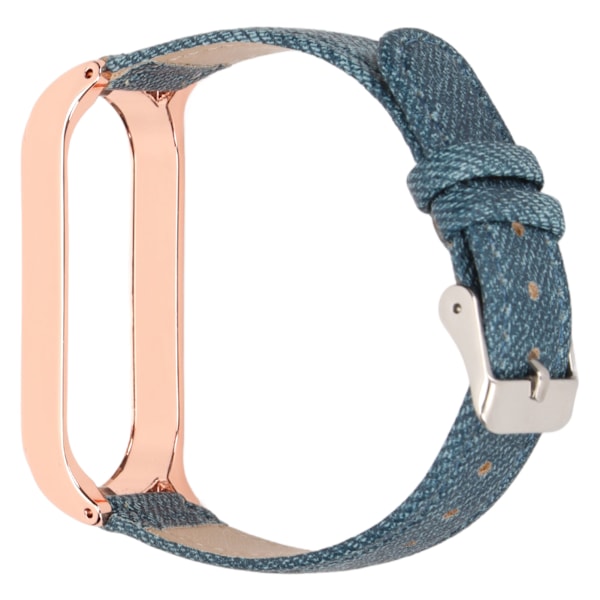 Denim mønster klokkebånd Retro håndleddsstropper erstatning for Xiaomi Mi Band 6 NFC spenne stilBlå denim gullskall