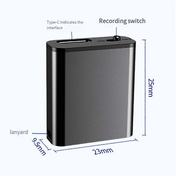 Stemmeaktiveret optager 0,25 cm 8 GB digital lydoptagelsesenhed
