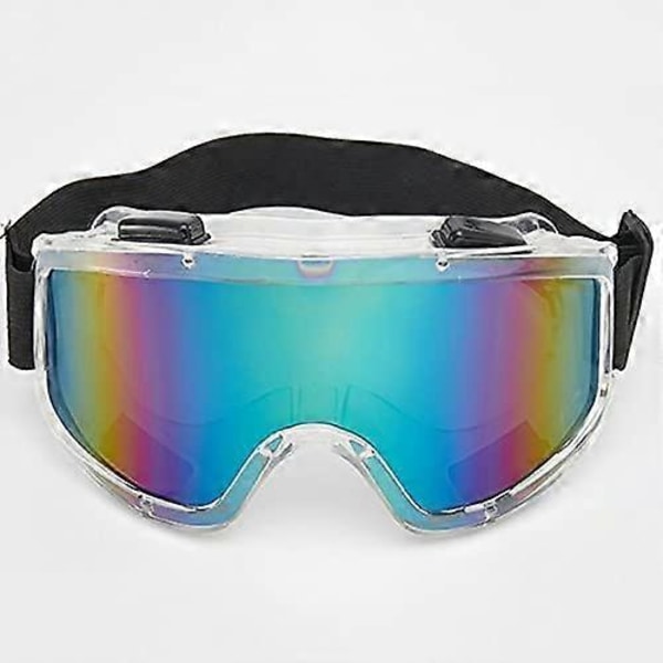 Motorcykelspejle, vindtætte briller, anti-ridse beskyttelsesbriller, anti-stød skibriller, fire-perle briller (Transparent+Farverig)