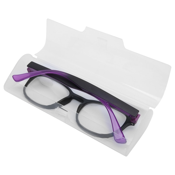 Fashionabla läsglasögon Traditionella bågar Unisex män kvinnor glasögon för äldre (+100 svart lila)