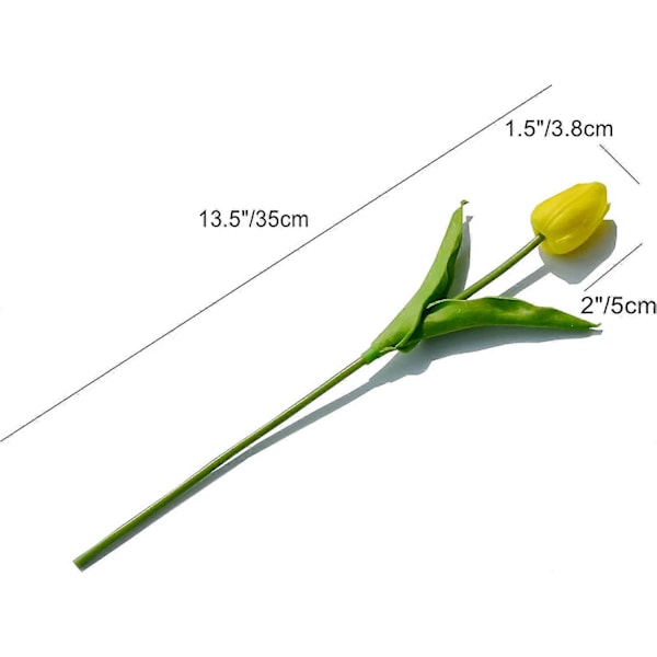 20 stk. Gule Blomster Kunstige Tulipaner Silkeblomster 34 cm for Hjemmedekorasjoner Bordpynt Arrangement Bryllupsbukett