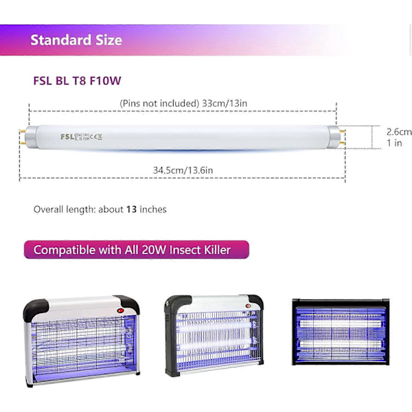 2 kpl Hyttyslampun vaihtoputki T8 10w polttimon vaihto - Hyttyslampun UV-putki SA ff hu zd