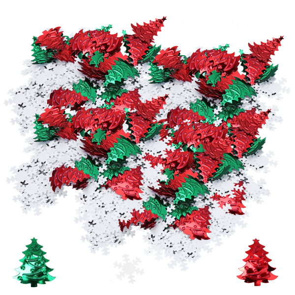 60 g dekoration Konfetti tandad julgran och vita snöflingor set för juldekoration