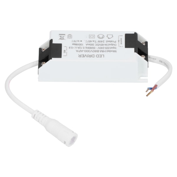 24W LED Driver Transformator med kabel konstant ström 300mA Ingång AC220-240V Utgång DC54-85V