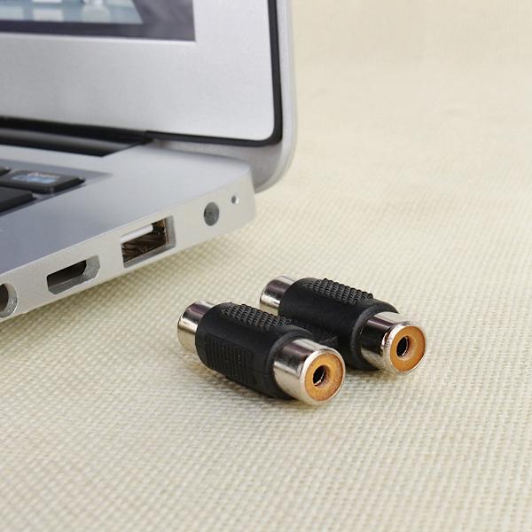 Twin Dobbelt RCA Hun til Hun Stødforbindelse Kobling Adapter Forlænger Stik