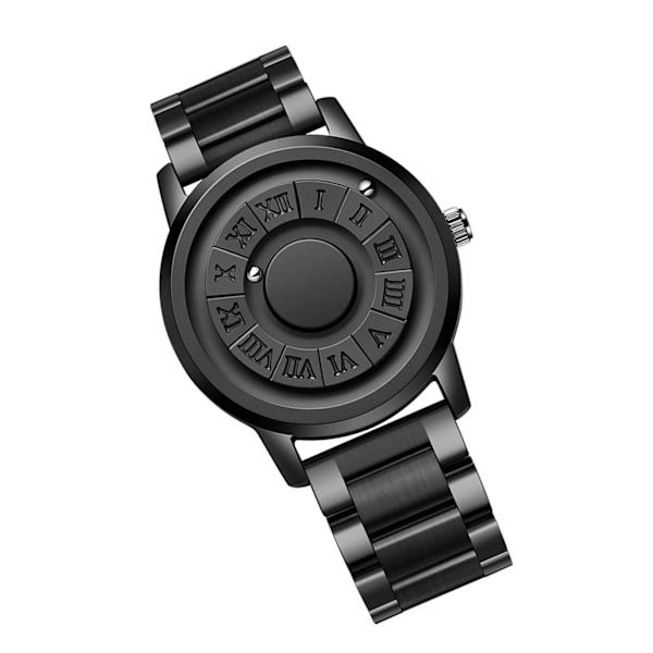 Watch Magnetic Ball Pointer Quartz Watch Mode Watch Mekanisk Watch for Home Business Svart stålband