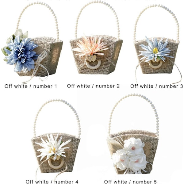 1 Pakke Jute Blomsterpikekurver, Blomsterpikekurv Rustikk Jute, Bryllupsblomsterpikekurv, Blomsterpikekurv med Perlehåndtak, Jute Bryllupsblomst
