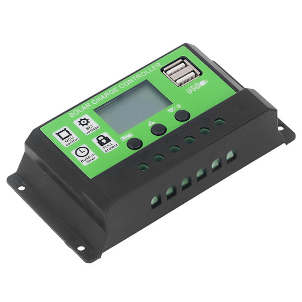Solar Charge Controller Justerbar Parameter Intelligent Solpanel Opladningsbatteriregulator med LCD-display 12V 24V Adaptiv 20A