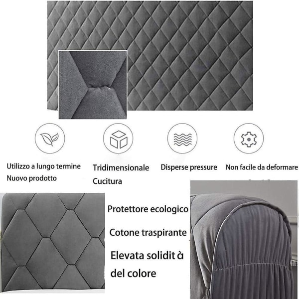 Vadderat, grå cover för dubbel- eller enkelsäng, 180 cm, elastisk dammtät bomull, tjock, anti-scratch kudde