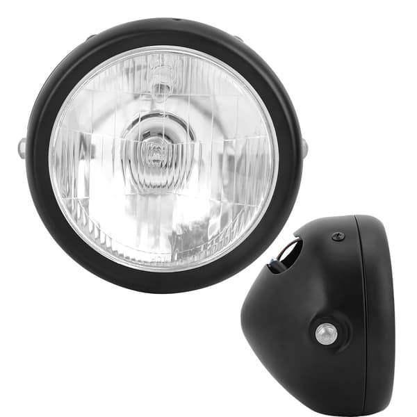 Retro Sort Legeringsskal Hvid Linse Rund Motorcykel Forlygte Passer til CG125 GN125