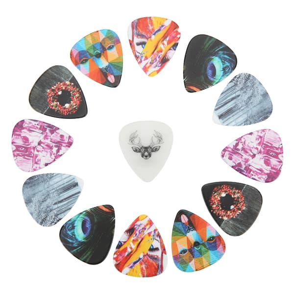 13 stk. Guitar Picks Medium Celluloid Guitar Plectrums med æske Instrument Tilbehør Farve