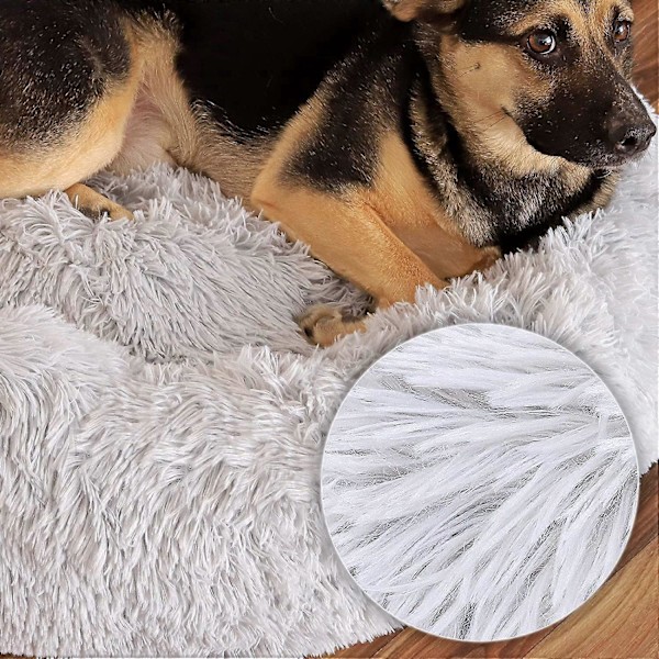 Rund Hundekurv Kattepude Donut Kurv 70 cm Udvendige Mål Lysegrå
