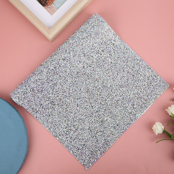 Rhinestone Mesh Ribbon Wrap Födelsedag Bröllop Fest DIY Dekor Kläder Tillbehör Silver på vit AB