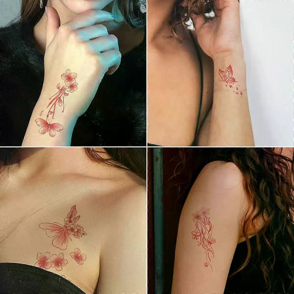 30 ark midlertidige tatoveringer små søde sommerfugle-måneblomstermønstre tatoveringer