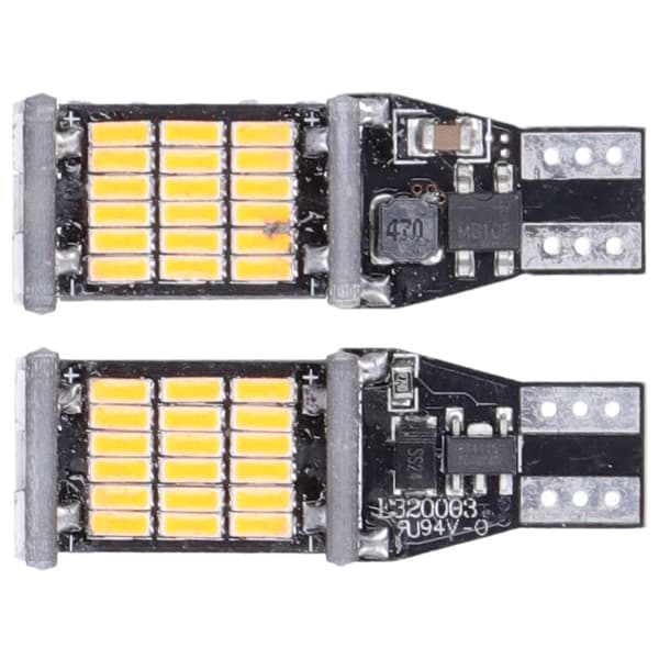 2 stk. Bil LED Pære Baklys Parkeringslys Reparation Vedligeholdelse Autokomponent til T15 W16W Model Gult Lys
