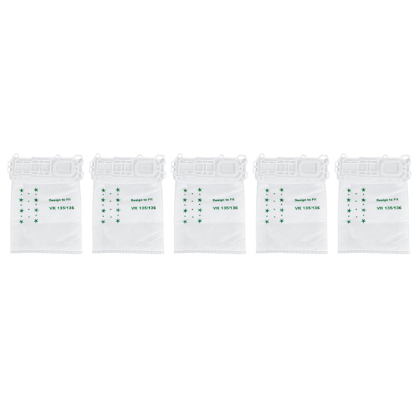 5 STK støvsuger støvpose Nonwoven støvsuger søppelpose for VORWERK VK135 VK136