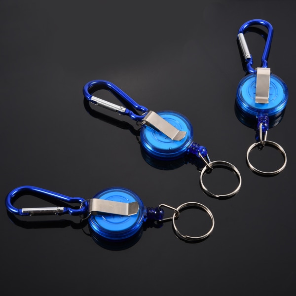 3 stk fiskeværktøj nylonsnorstopper tilbagetrækkelig ringhjulsholder nøglering (blå)