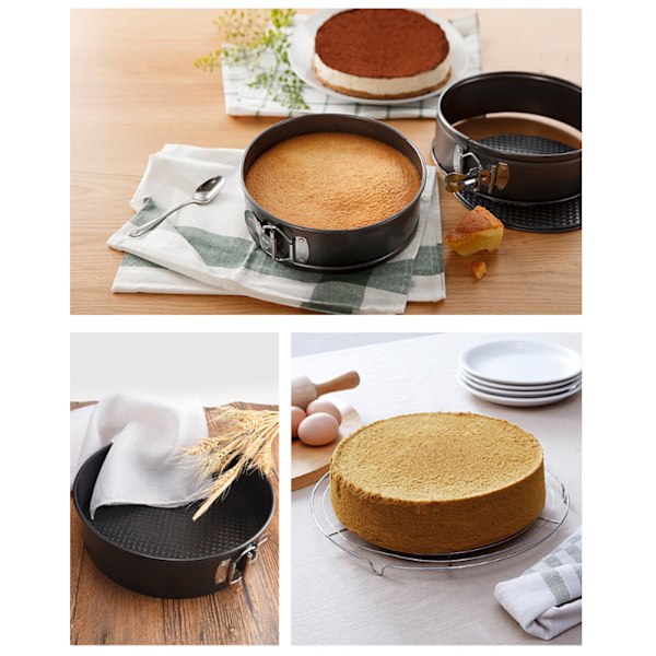 3-delad fjäderform kakform set non stick läckagesäker tårta bakform