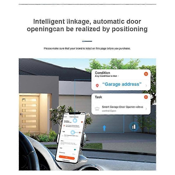 Tuya WiFi Smart Garasjeportåpner Trådløs 433MHz Dørsensor (US)