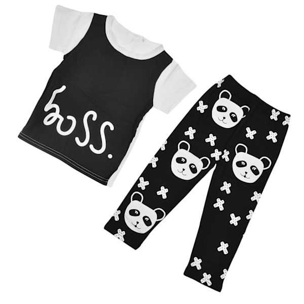 Fashion Baby Bomullskläder Outfits Småbarn Andningsbar Bomullsshorts Panda Mönster ByxorSvart 90cm