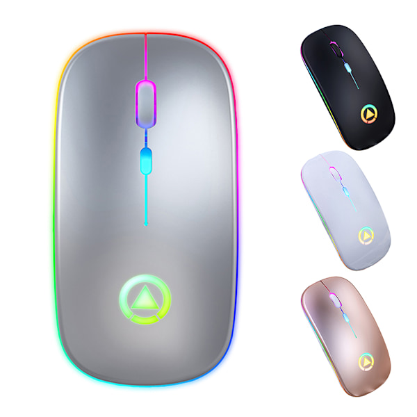 Genopladelig mus trådløs lydløs LED-baggrundsbelyst mus USB optisk ergonomisk gamingmus PC-computermus