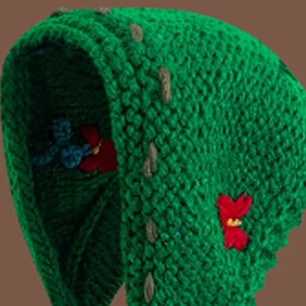Strikket Ørehat Varmer Retro Håndlavet Efterår Vinter Ins Stil Søde Kvindelige Accessories Grøn M(56-58cm)