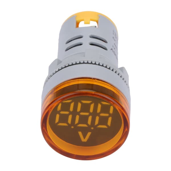 LED Voltmeter Signallys Digital Display DC Spenningsmåler Indikator Rund Lampe Tester (Gul)