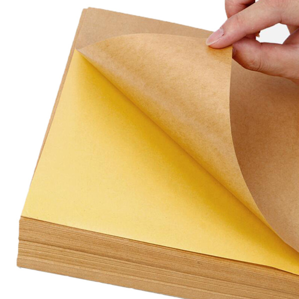 50 ark A4 brunt kraft klistermærke papirark selvklæbende etiket inkjet printer