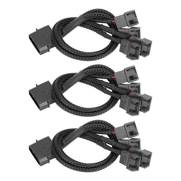 3 stk. forlængerkabel 1 til 4 splitter til computer CPU chassis blæseradapter 4P til 4Pin