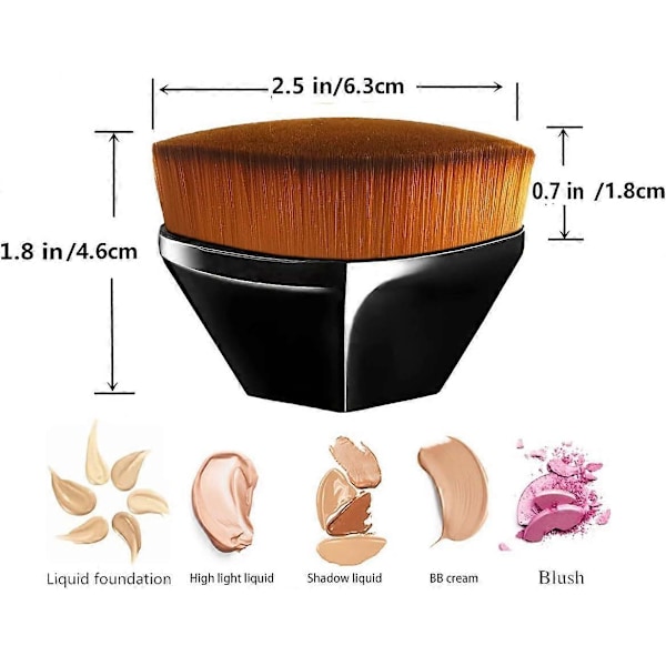 2-pak Foundationsmakeupbørster Flad Top Heksagonal Ansigt Blush Flydende Foundation Børste til Udtoning