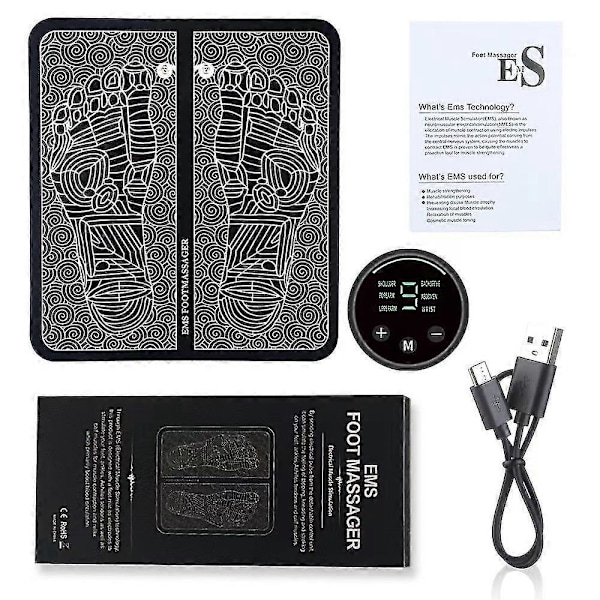 Ems Fodstimulator, Fodmassage Måtte, Ems Massage Fodpude, Sammenfoldelige Fødder Og Massage Maskine For Forbedret Muskelpræstation Og Lindring Af Træthed -CH