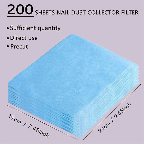 200 kpl Naulapölysuodatinpaperi sininen