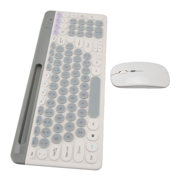 Langaton näppäimistö ja hiirisetti, latautuva retrotyyli, 2.4G langaton Bluetooth-näppäimistö ja hiirisetti, valkoinen