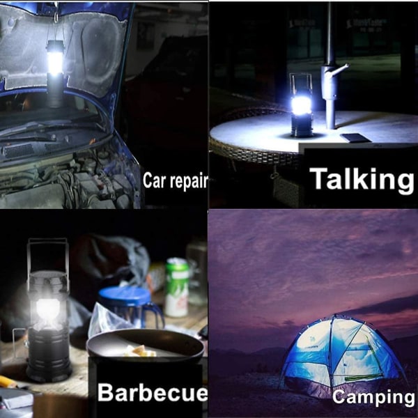 Bærbar Solar Genopladelig LED Camping Lanterne drevet af batteri Lommelygte til Camping Vandrehjem