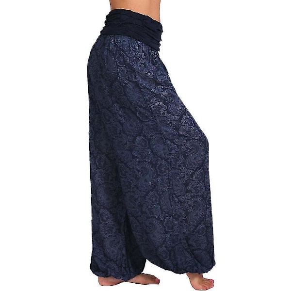 Trykte Aladdin-inspirerte baggy yogabukser for kvinner - marineblå (stor størrelse 4XL)