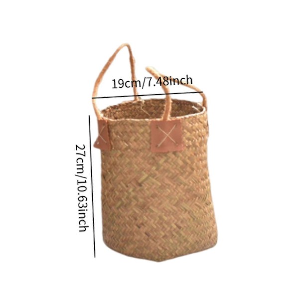 Vävd Växtkorg Organizer Rustik Planteringskorg för Kontor Sovrum Picknick Diameter 19cm