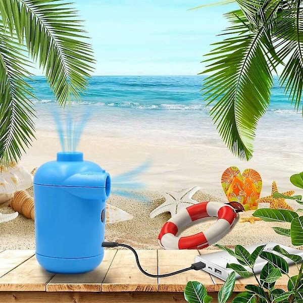 Mini Elektrisk Pumpe, USB Bærbar Elektrisk Luftpumpe for Camping, Rask Oppblåser og Tømmer, 3 Dyse Oppblåser for Luftbassengleker