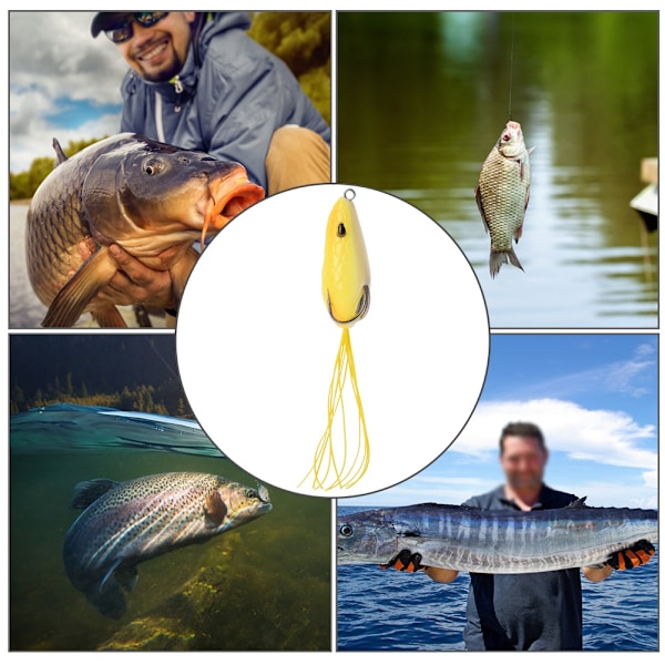 2 stk kunstig froskeformet lokkebunn skjegg lokke agn med kroker fiskeutstyr tilbehør4#