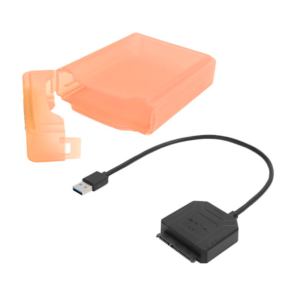 Harddiskadapterkabel HDD/SSD-omformerkabel med strømforsyning og boks EU-stik 100-240V rød