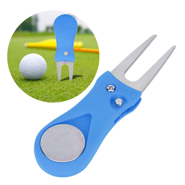 Bærbar Golf Green Divot Reparasjonsverktøy Folding Ball Gaffel Plen Reparasjon Golfer Øver Tilbehør Blå